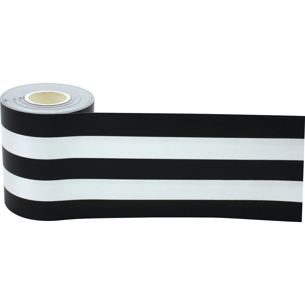 Black White Stripes Rolled Trim