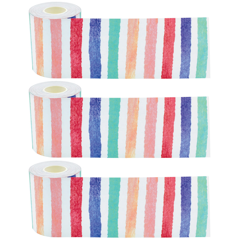 (3 Pk) Watercolor Stripes Rolled Trim