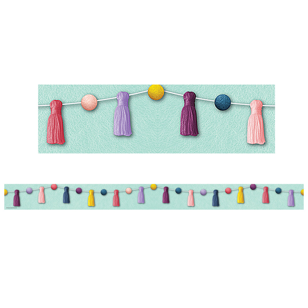 Pom-poms And Tassls Straight Border Oh Happy Day