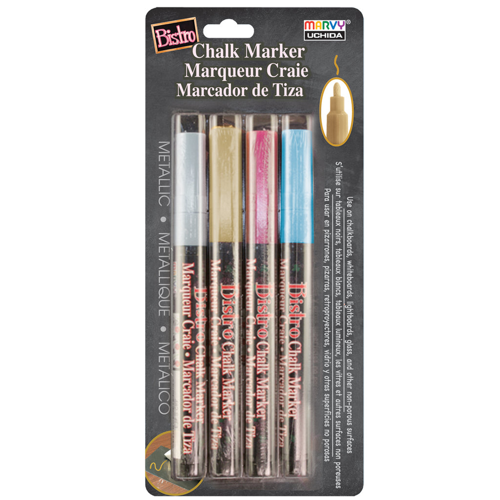 Bistro Chalk Markers Set Metallic 4-color Fine Tip