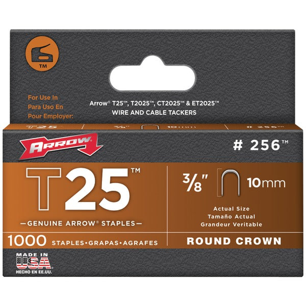 T25(TM) Round Crown Staples, 1,000 Pack (3-8 Inch)