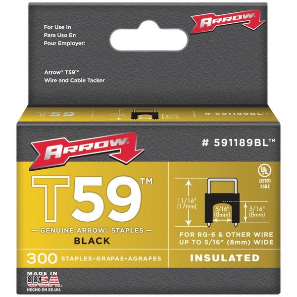 T59(TM) Insulated Staples, 300 Pack (Black)