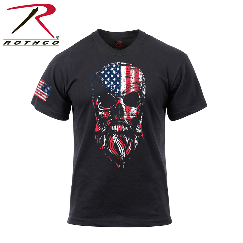 Rothco US Flag Bearded Skull T-Shirt - Black