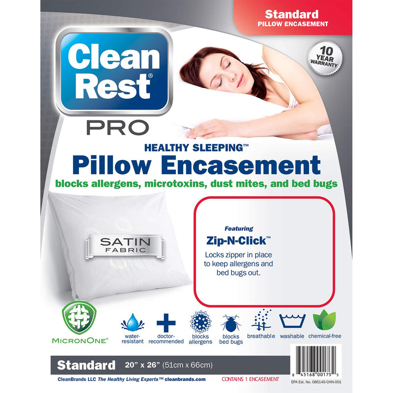 New CleanRest PRO, Queen, Zippered Pillow Protector - Lab Tested Bed Bug Proof, Hypoallergenic, Noiseless - Patented Zipper Security - 10 Year Warranty…