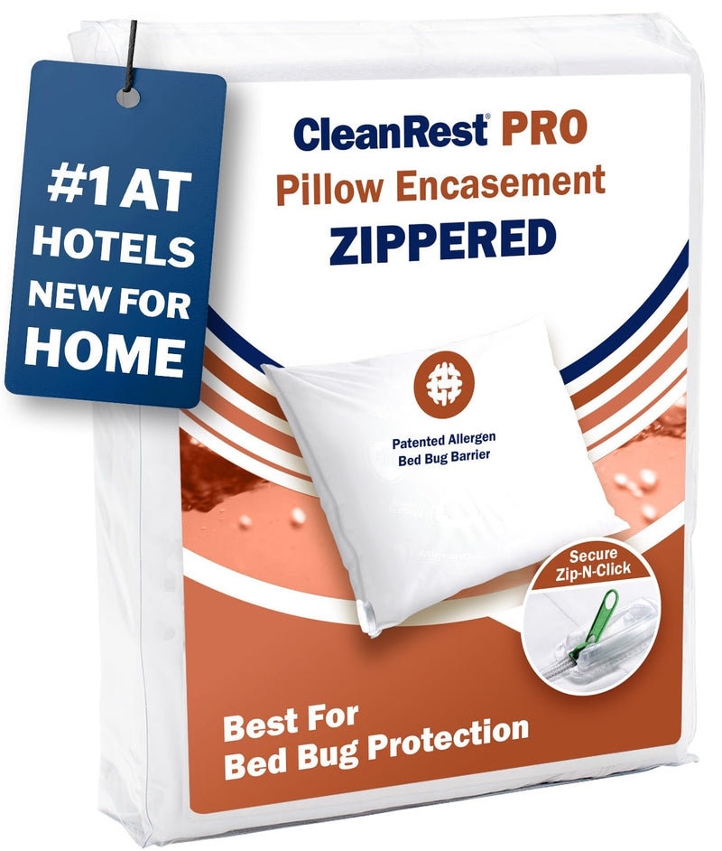 New CleanRest PRO, Queen, Zippered Pillow Protector - Lab Tested Bed Bug Proof, Hypoallergenic, Noiseless - Patented Zipper Security - 10 Year Warranty…
