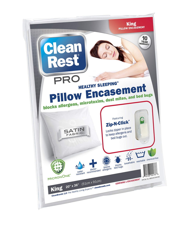 New CleanRest PRO, Queen, Zippered Pillow Protector - Lab Tested Bed Bug Proof, Hypoallergenic, Noiseless - Patented Zipper Security - 10 Year Warranty…