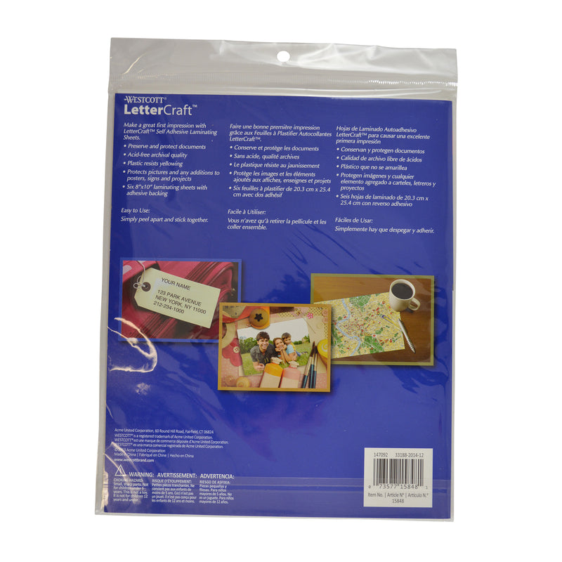 6-pack 8x10in Laminating Sheets