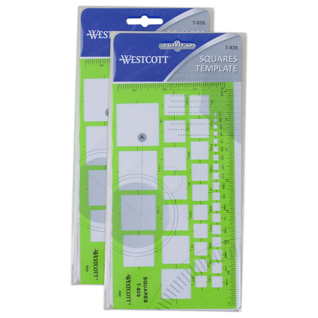 Technical Squares Drawing & Drafting Template, Pack of 2