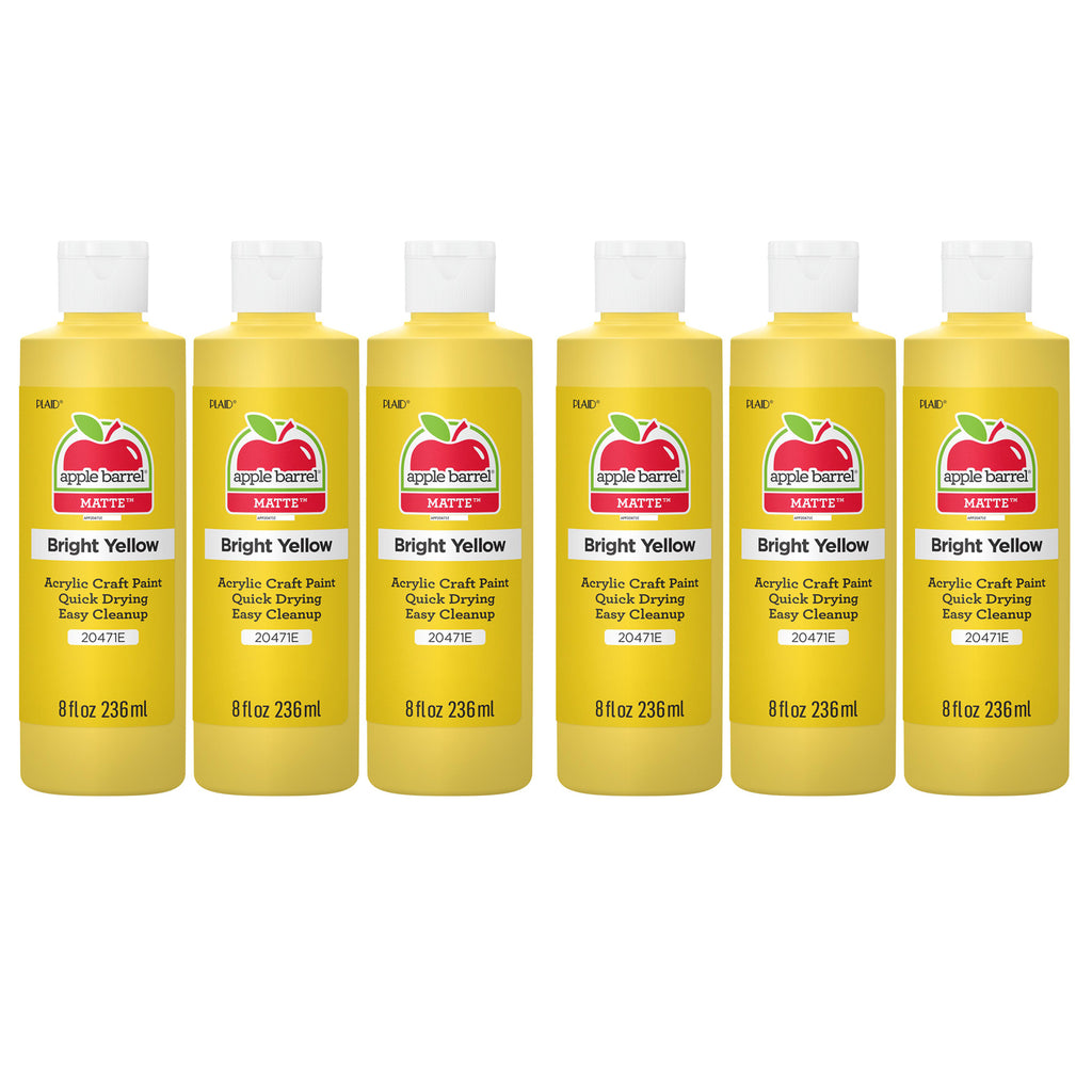 Acrylic Paint Matte, 8oz., Bright Yellow, Pack of 6