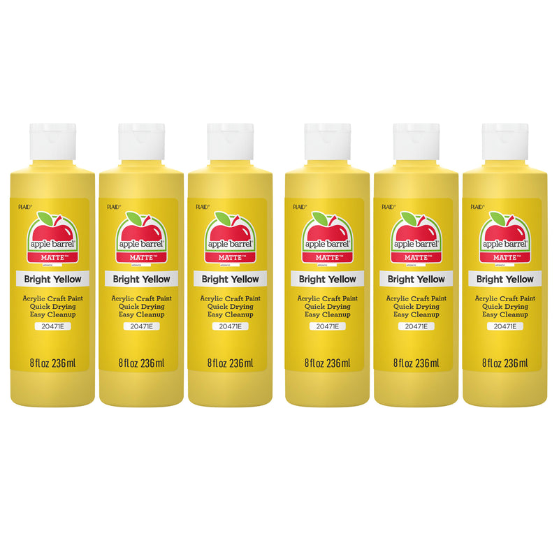 Acrylic Paint Matte, 8oz., Bright Yellow, Pack of 6