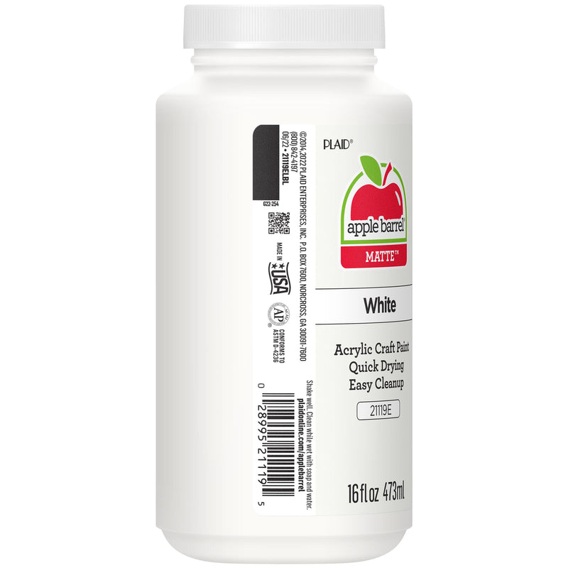 Acrylic Paint Matte White 16oz Apple Barrel