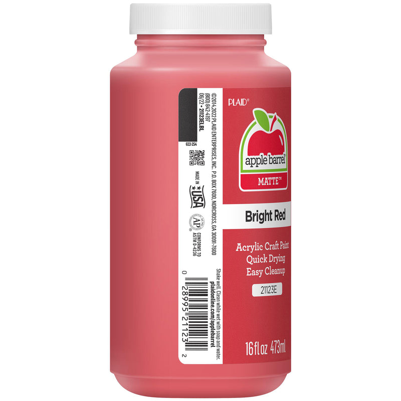 Acrylic Paint Matte Bright Red 16oz Apple Barrel