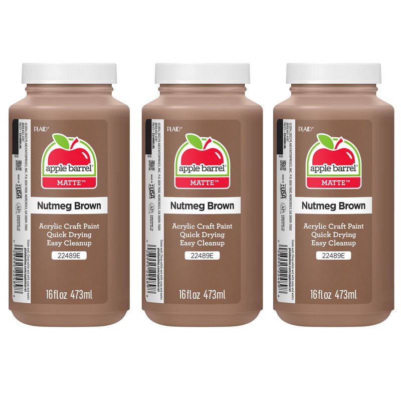 Acrylic Paint Matte, 16oz., Nutmeg Brown, Pack of 3