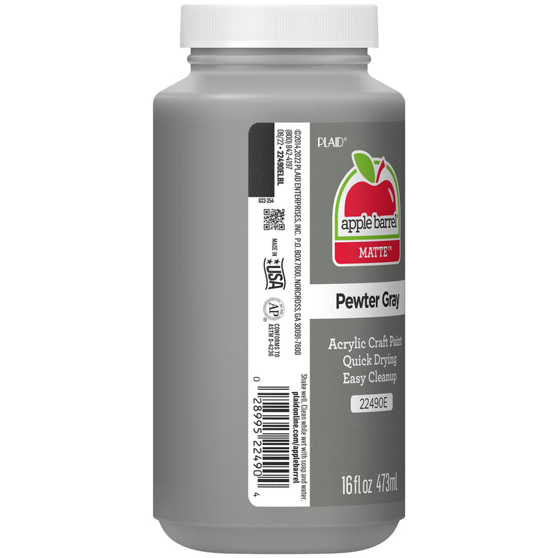 Acrylic Paint Matte Pewter Gry 16oz Apple Barrel