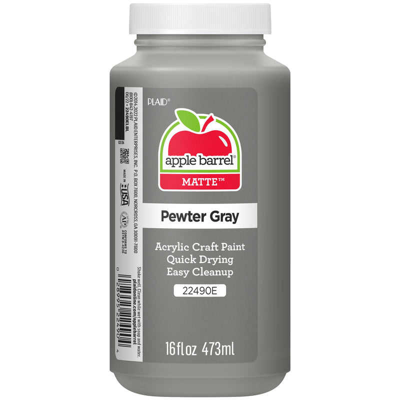 Acrylic Paint Matte Pewter Gry 16oz Apple Barrel