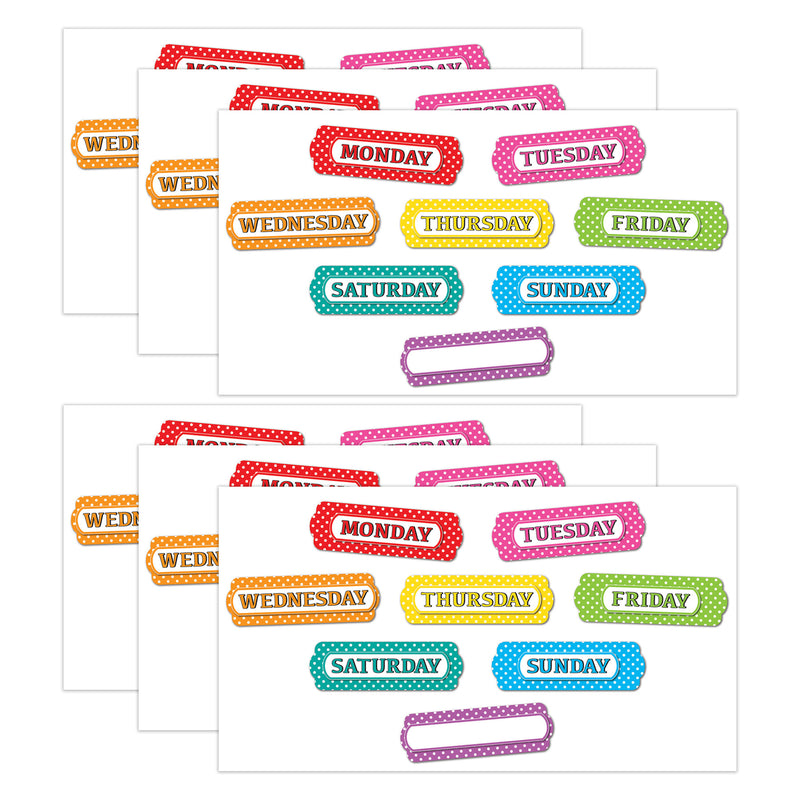 (6 Pk) Magnetic Days/week Wht Dots