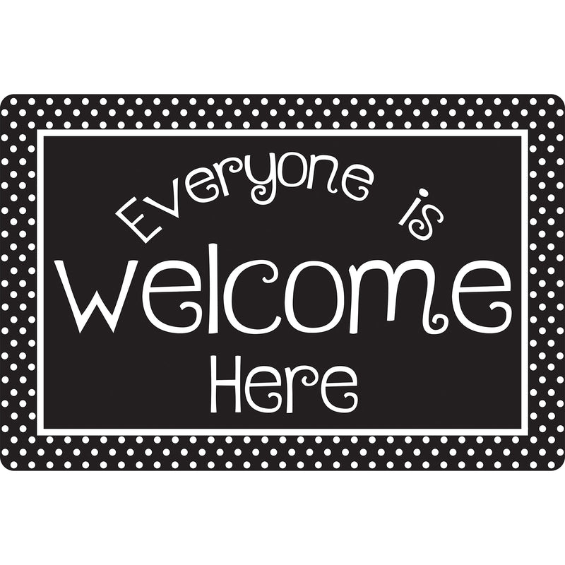 Welcome Mat Blk & Wht Dots Everyone Is Welcome Here