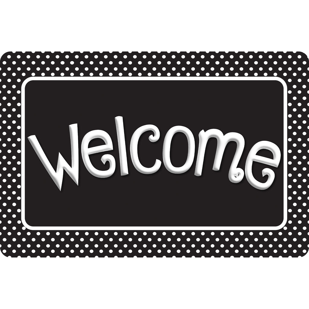Welcome Mat Black & White Polka Dot 15.5 X 23.5in