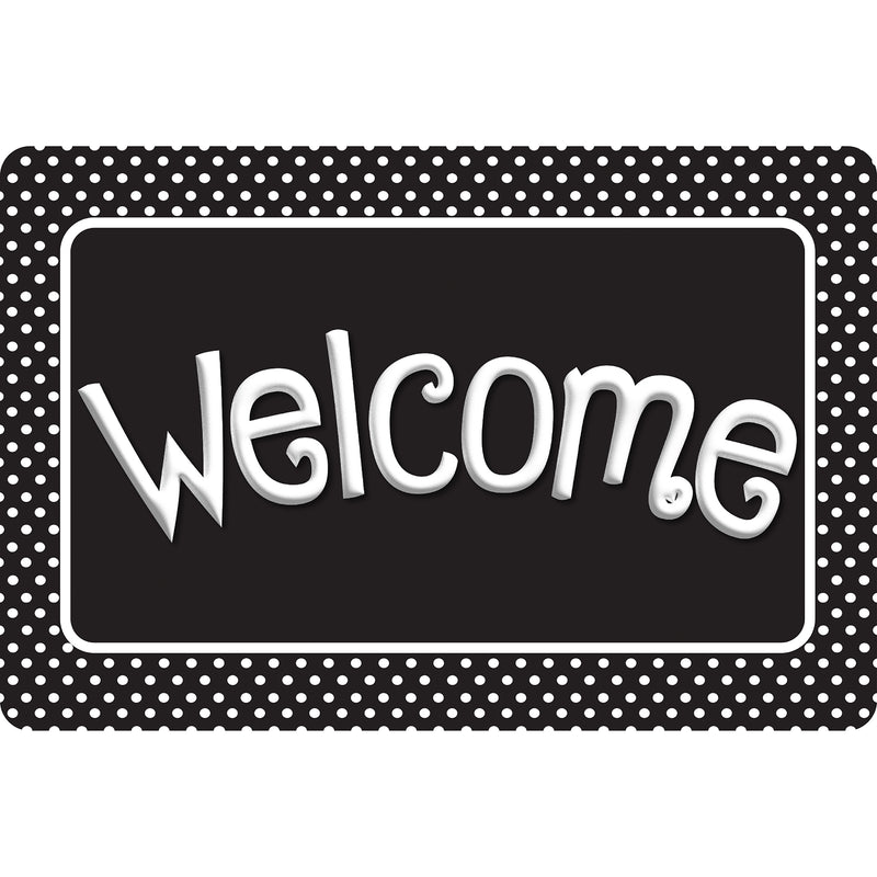 Welcome Mat Black & White Polka Dot 15.5 X 23.5in