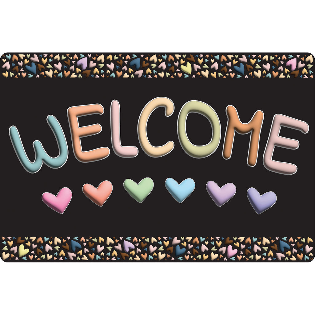 Welcome Mat Pastel Hearts 15.5 X 23.5in