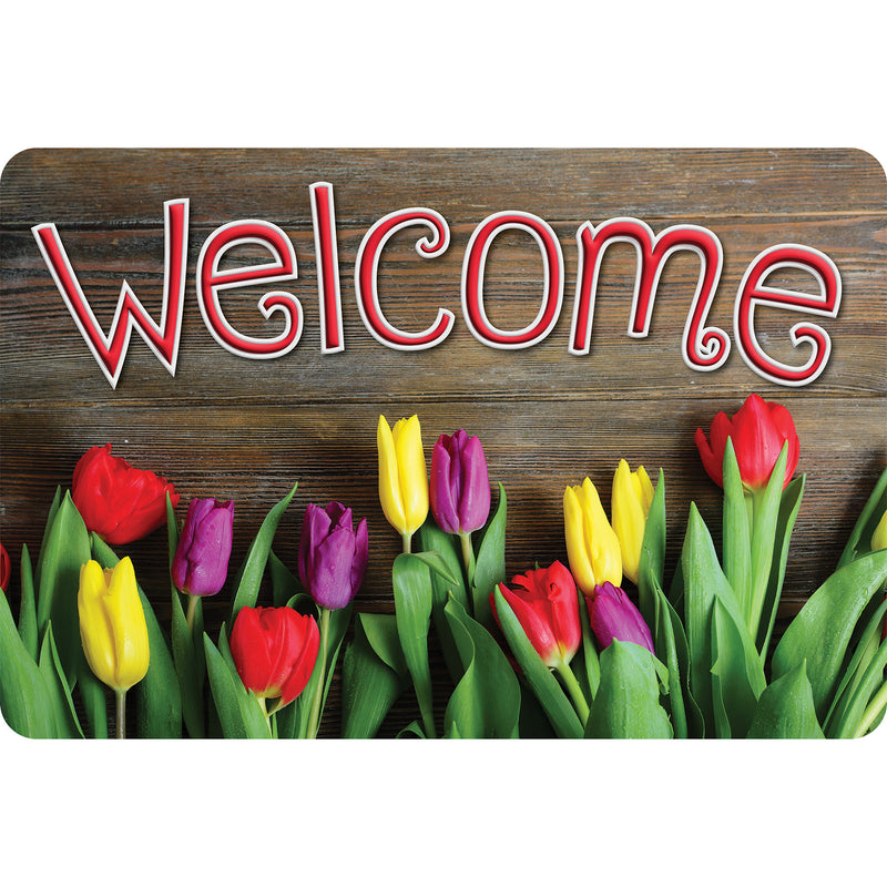 The Original Fun Mat™, Welcome Mat, 15.5" x 23.5", Tulips Welcome