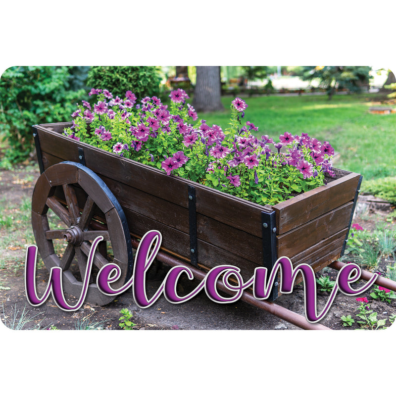 The Original Fun Mat™, Welcome Mat, 15.5" x 23.5", Wagon Flowers Welcome