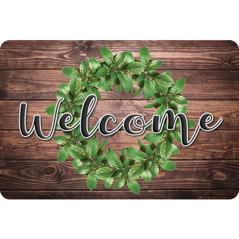 The Original Fun Mat™, Welcome Mat, 15.5" x 23.5", Green Wreath Welcome