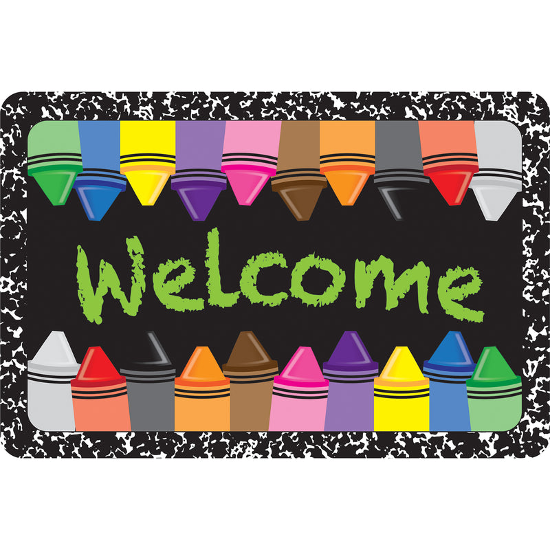 The Original Fun Mat™, Welcome Mat, 15.5" x 23.5", Welcome Crayons Composition