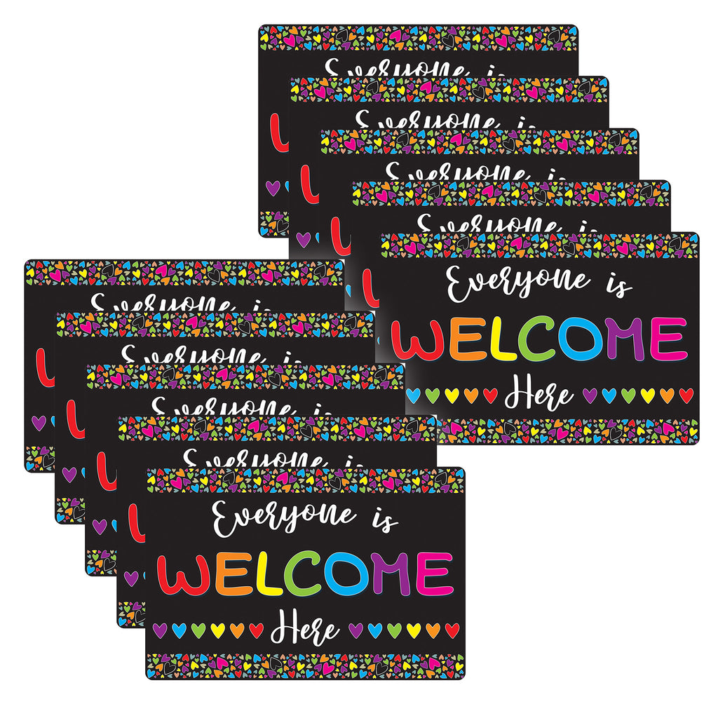 Computer Mouse Pad, 8" x 10", Everyone is Welcome Here, Hearts, Pack of 10