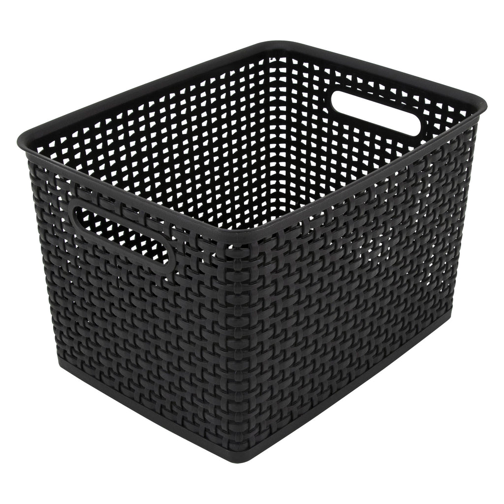 Plastic Weave Bin, Large, Black