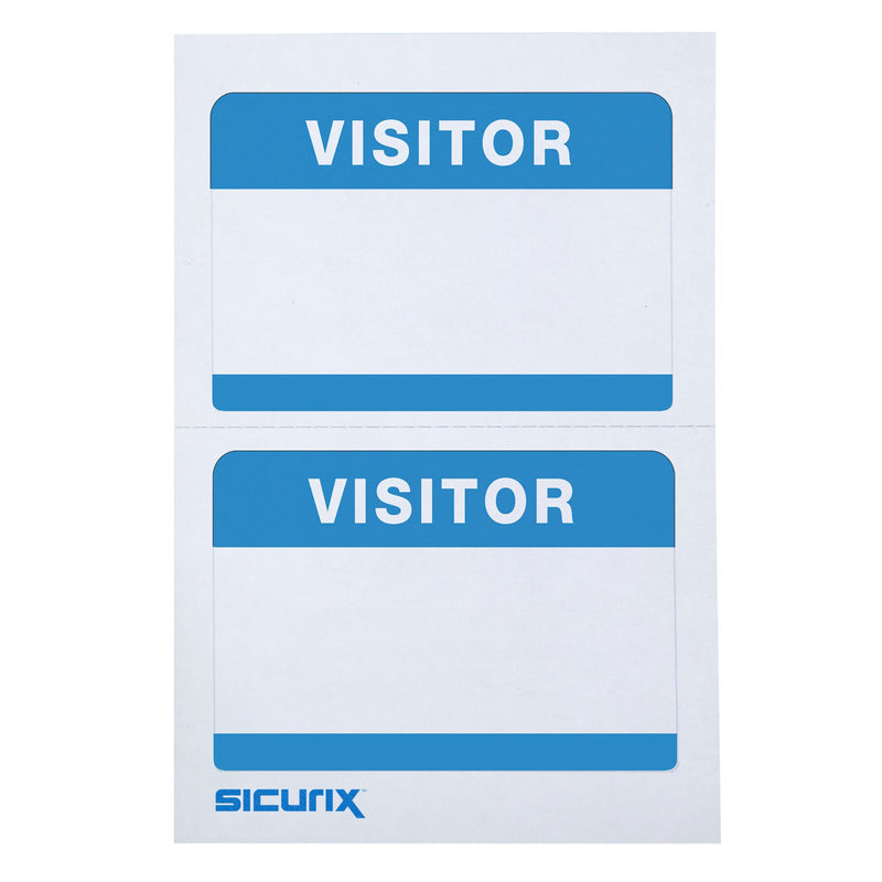 Visitor Adhesive Badge Blue 100/pk