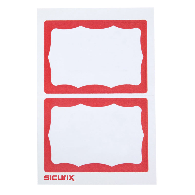 Adhesive Badges, Red Border, 100 Per Pack, 6 Packs