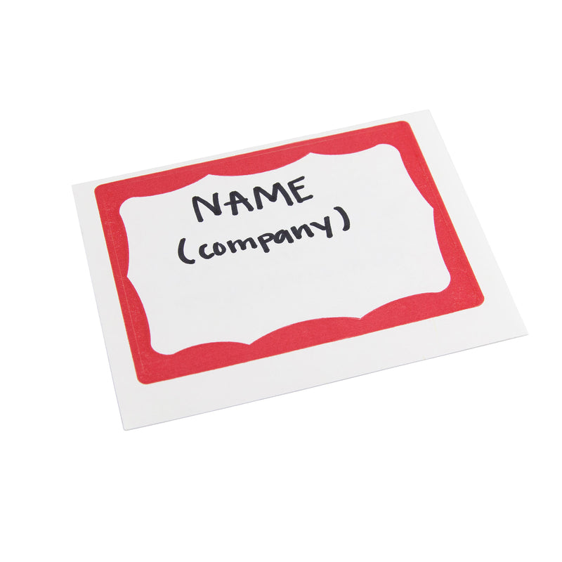 Adhesive Badge Red Border 100/pk