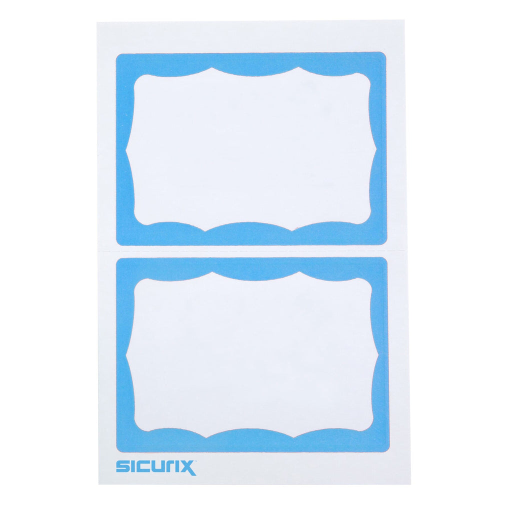 Adhesive Badge Blue Border 100/pk