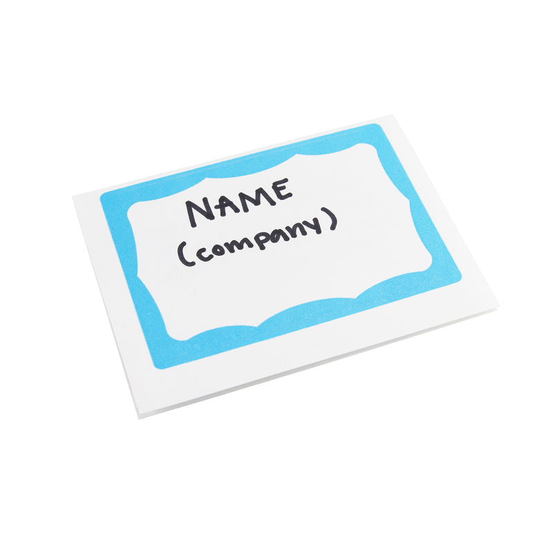 Adhesive Badge Blue Border 100/pk