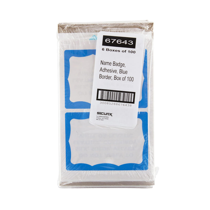 Adhesive Badge Blue Border 100/pk