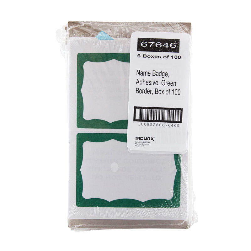 Adhesive Badge Green Border 100/pk