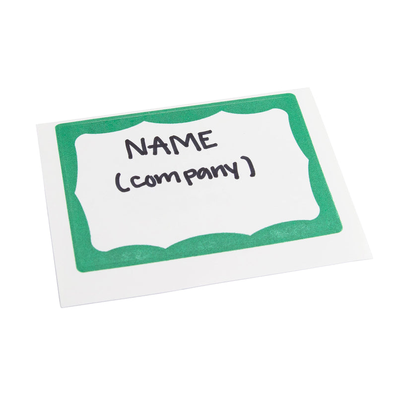 Adhesive Badge Green Border 100/pk