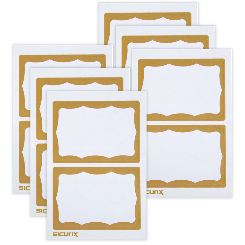 Adhesive Badges, Gold Border, 100 Per Pack, 6 Packs