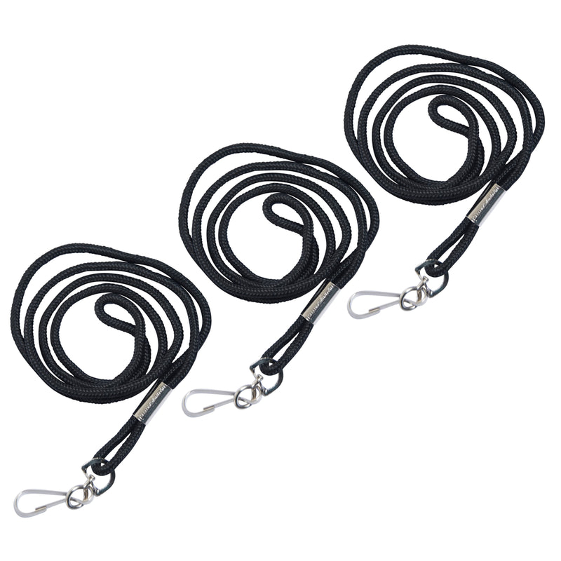 Standard Lanyard, Rope Style, J Hook, Black, 12 Per Pack, 3 Packs