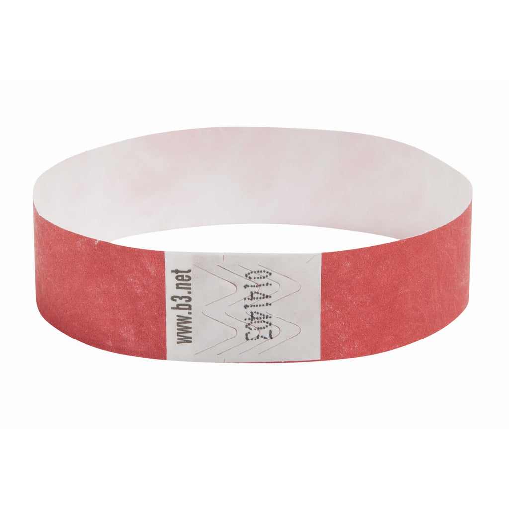 Sequentially Numbered Security Wristbands, 3/4", Red, Pack of 100