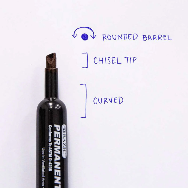 12ct Black Permanent Markers Chisel Tip Desk Style