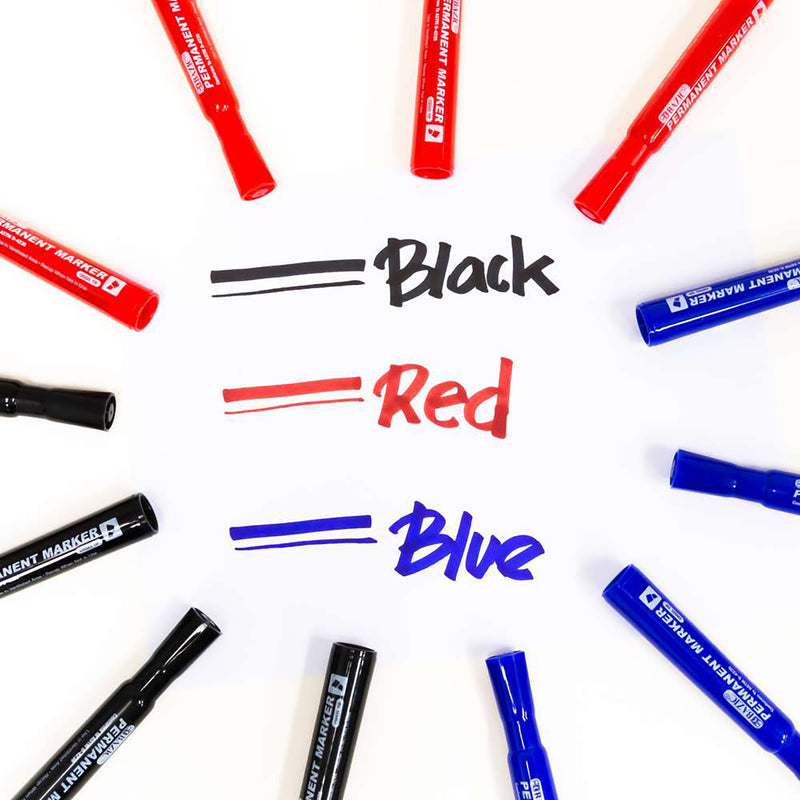 12ct Black Permanent Markers Chisel Tip Desk Style
