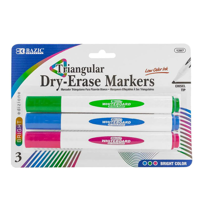 3ct Bright Colors Dry Erase Markers Triangle Chisel Tip