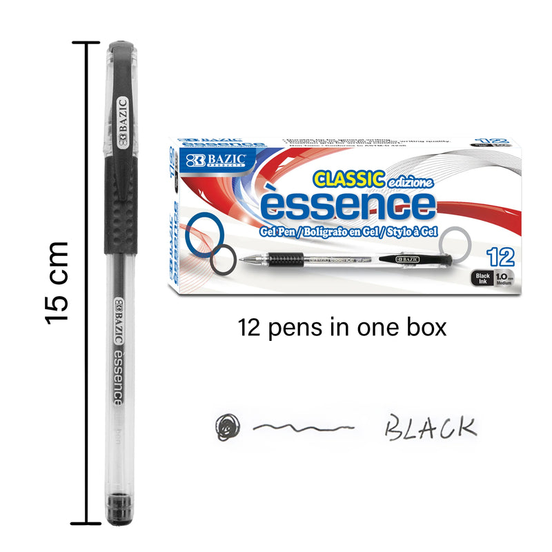 12ct Essence Black Gel Pen W/ Cushion Grip