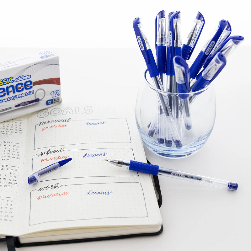 12ct Essence Blue Gel Pen W/ Cushion Grip
