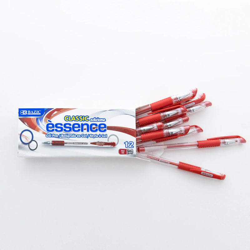 12ct Essence Red Gel Pen W/ Cushion Grip