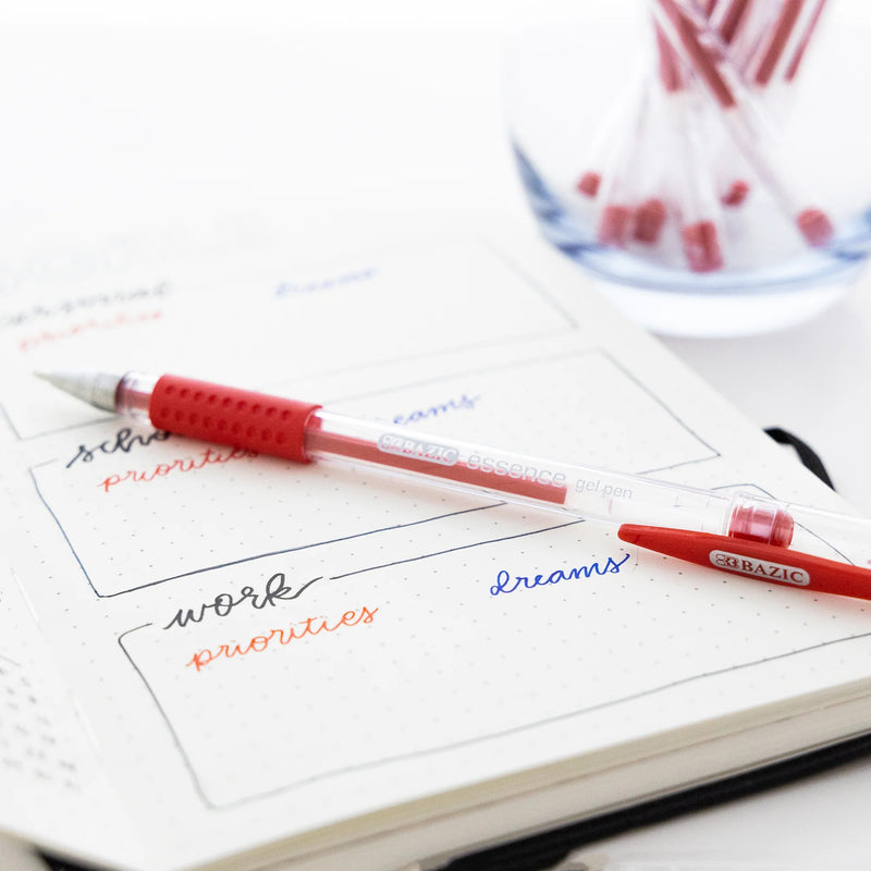 12ct Essence Red Gel Pen W/ Cushion Grip