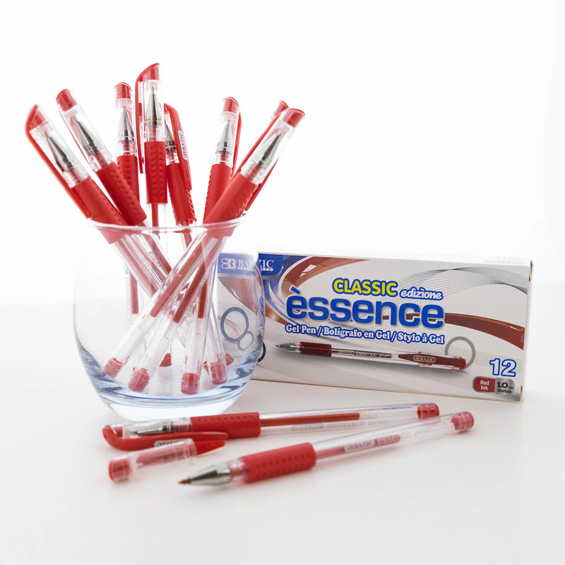 12ct Essence Red Gel Pen W/ Cushion Grip