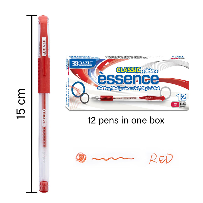 12ct Essence Red Gel Pen W/ Cushion Grip